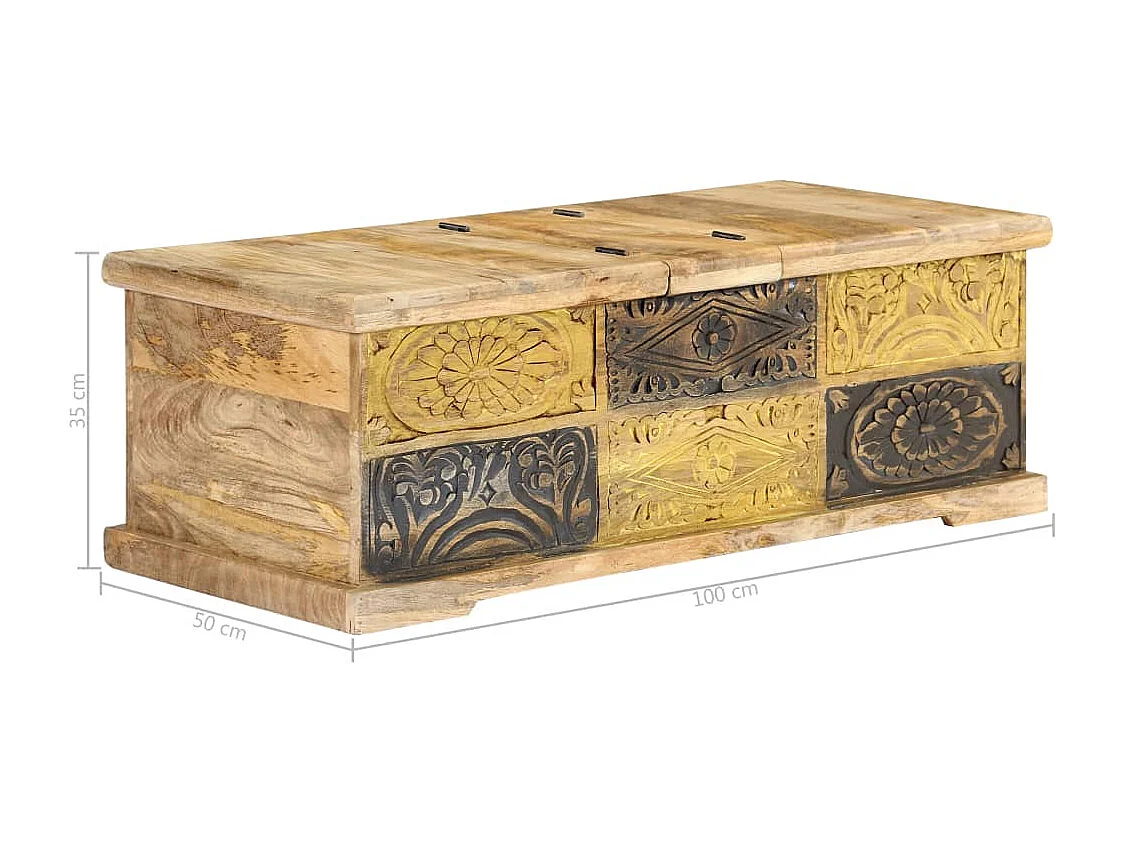 Tavolino da Salotto 100x50x35 cm in Legno Massello di Mango
