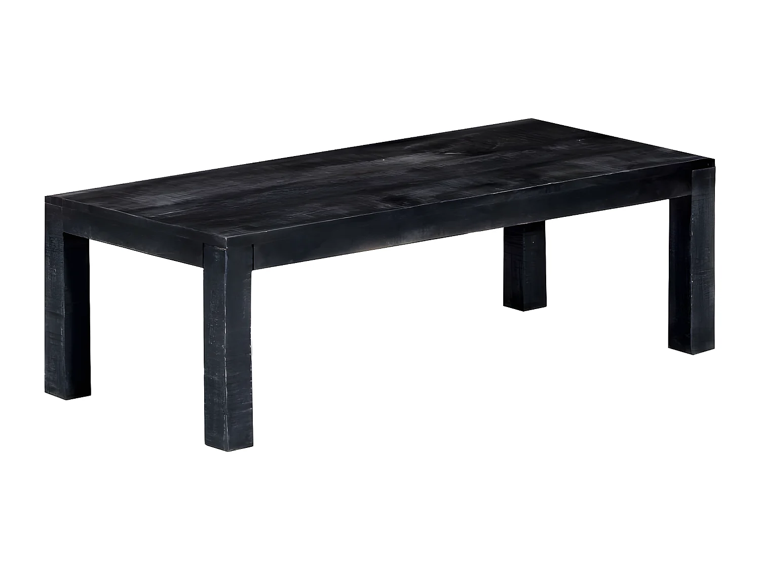 Mesa de centro de madera maciza de mango negro 110x50x35 cm
