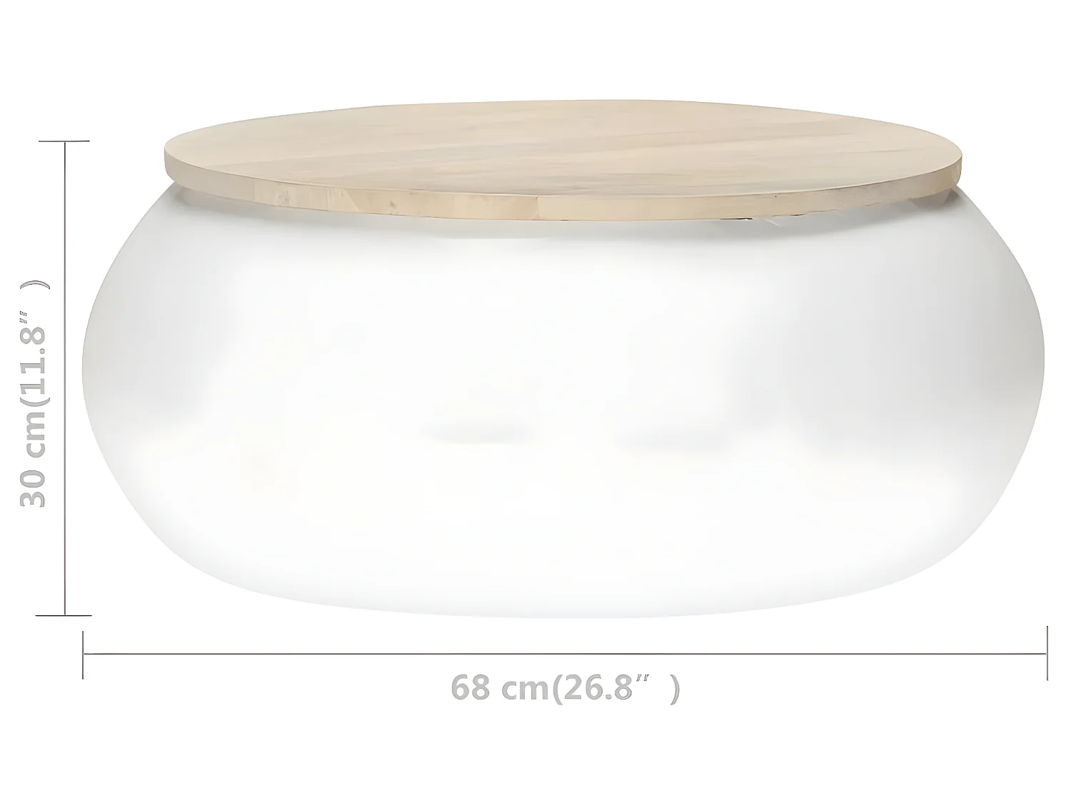 Couchtisch Weiß 68x68x30 cm Massivholz Mango