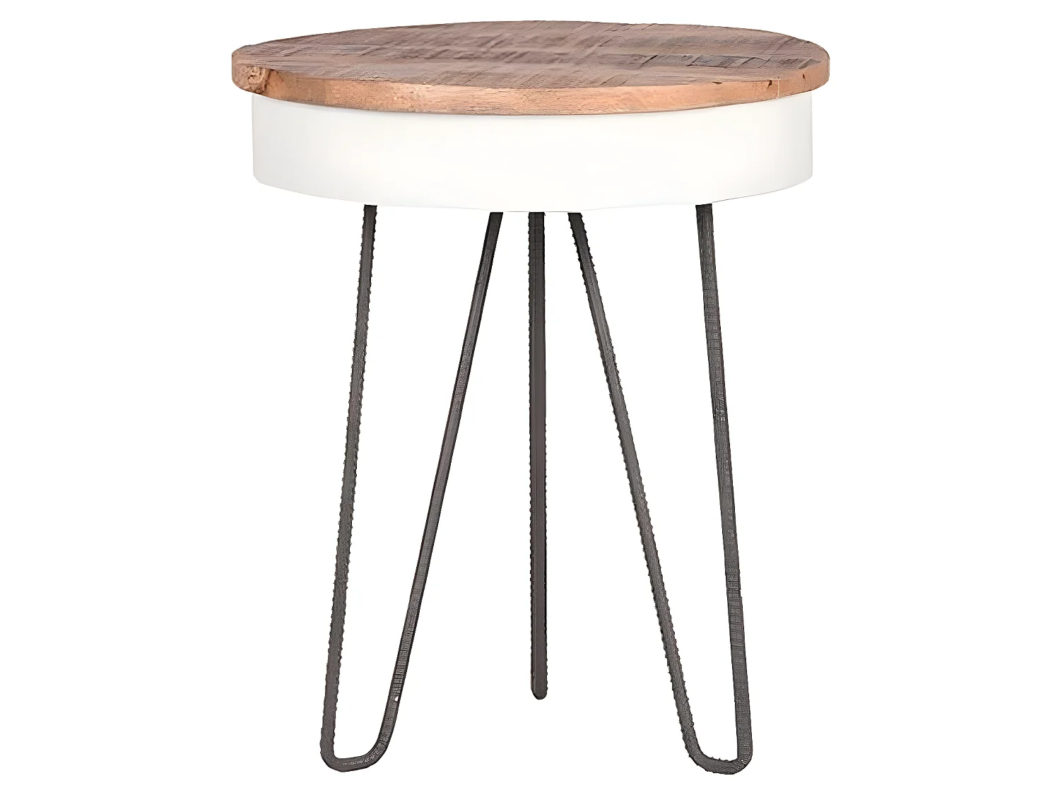 Mesa auxiliar Saria - Blanco - Madera de mango - Redonda - 44 cm