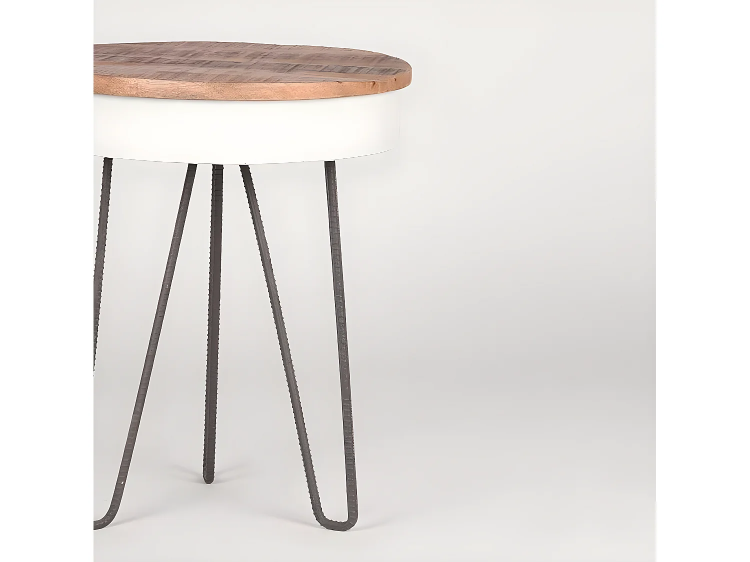 Mesa auxiliar Saria - Blanco - Madera de mango - Redonda - 44 cm