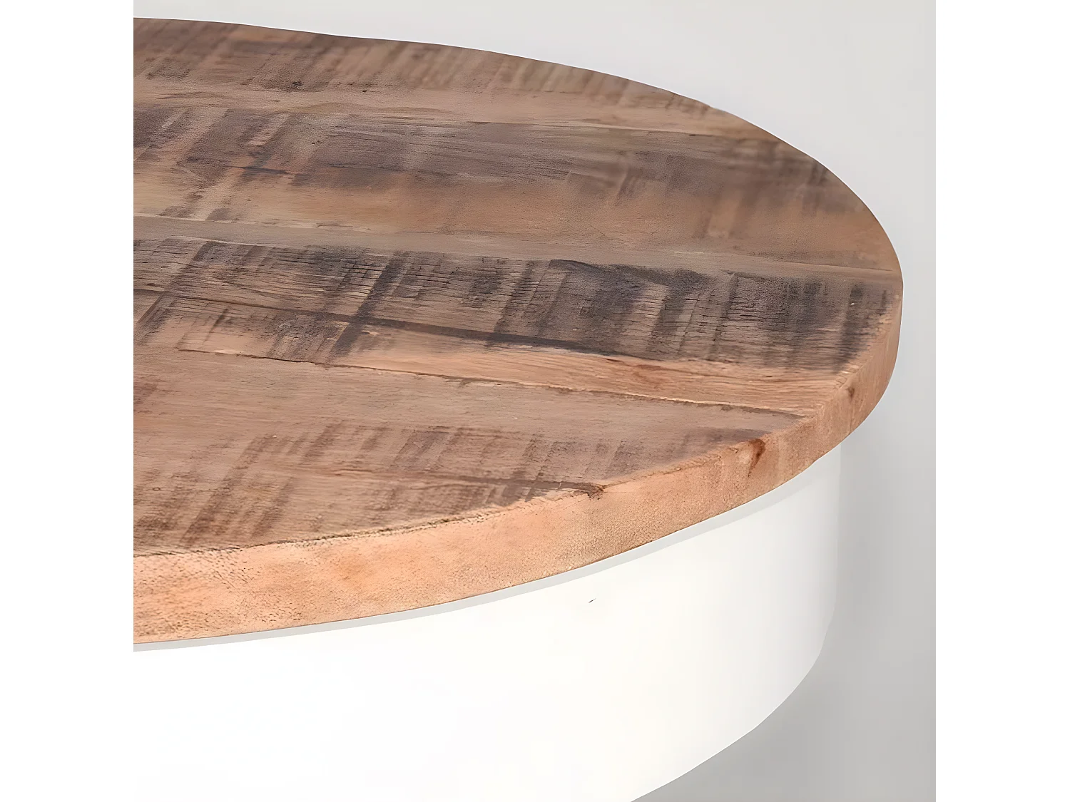 Mesa auxiliar Saria - Blanco - Madera de mango - Redonda - 44 cm