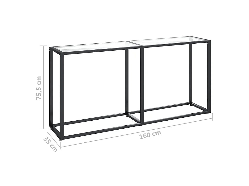 Mesa consola transparente 160x35x75,5 cm vidro temperado