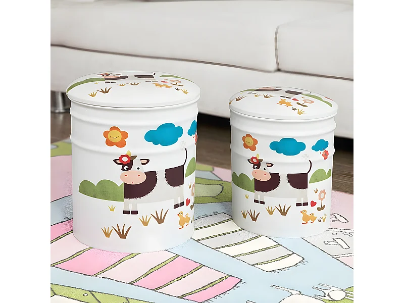 SoBuy Set 2 SgabellI contenitori Impilabili Oggetti vintage Stile retro FSS64