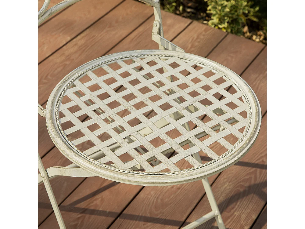 SoBuy OGT35-W 3-delige tuinmeubelset voor 2 personen - 2 tuinstoelen + 1 opklapbare bistrotafel tuinset ronde tafel