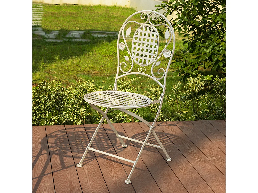 SoBuy OGT35-W 3-delige tuinmeubelset voor 2 personen - 2 tuinstoelen + 1 opklapbare bistrotafel tuinset ronde tafel