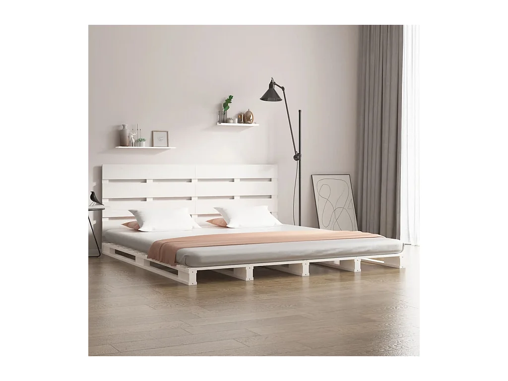 Letto senza Materasso Bianco 140x190 cm Legno Massello di Pino