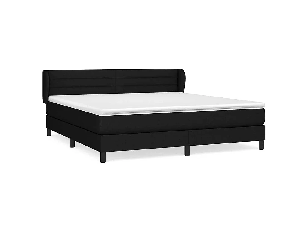 Sommier à lattes de lit avec matelas Noir 160x200 cm Tissu