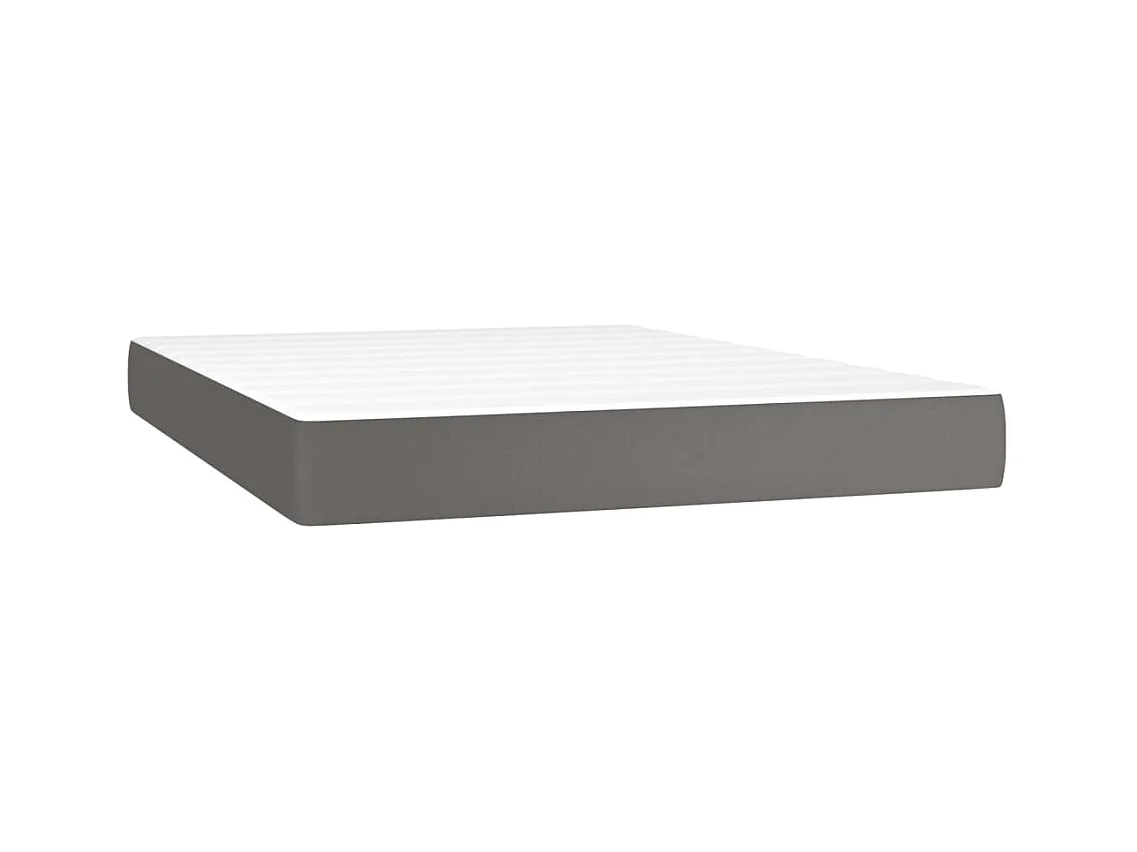 Sommier à lattes de lit avec matelas et LED Gris 140x190 cm