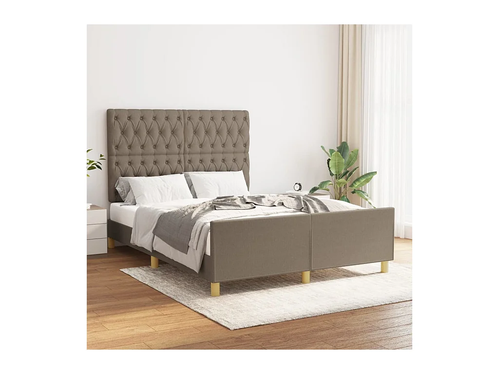 Cadre de lit sans matelas taupe 140x190 cm tissu