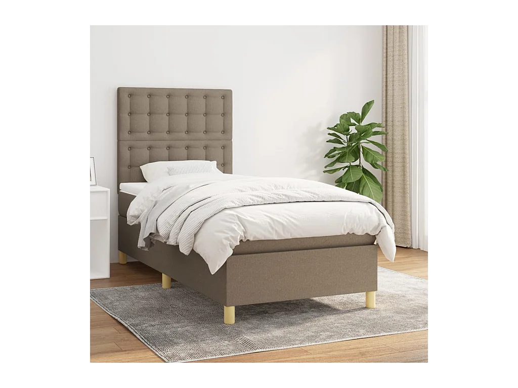 Sommier à lattes de lit avec matelas Taupe 100x200 cm Tissu