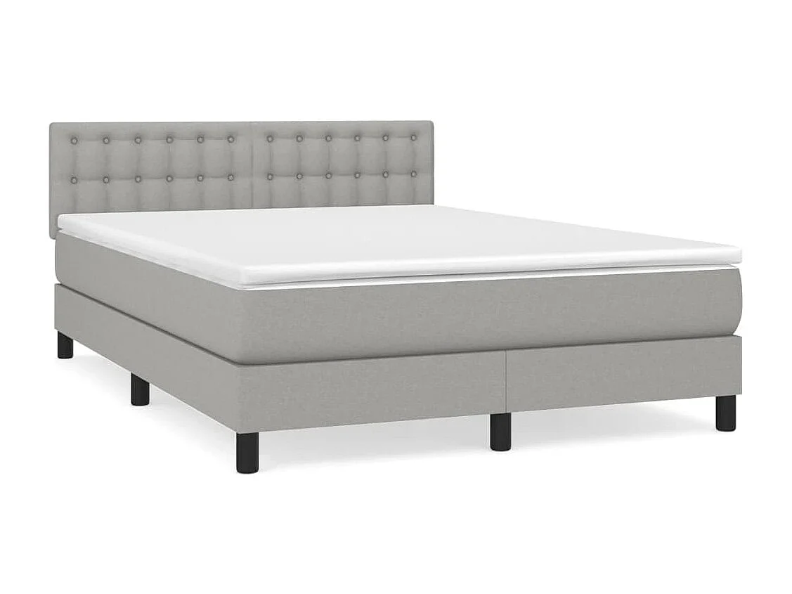 Sommier à lattes de lit avec matelas Gris clair 140x190cm Tissu