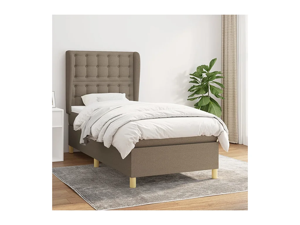 Sommier à lattes de lit avec matelas Taupe 100x200 cm Tissu