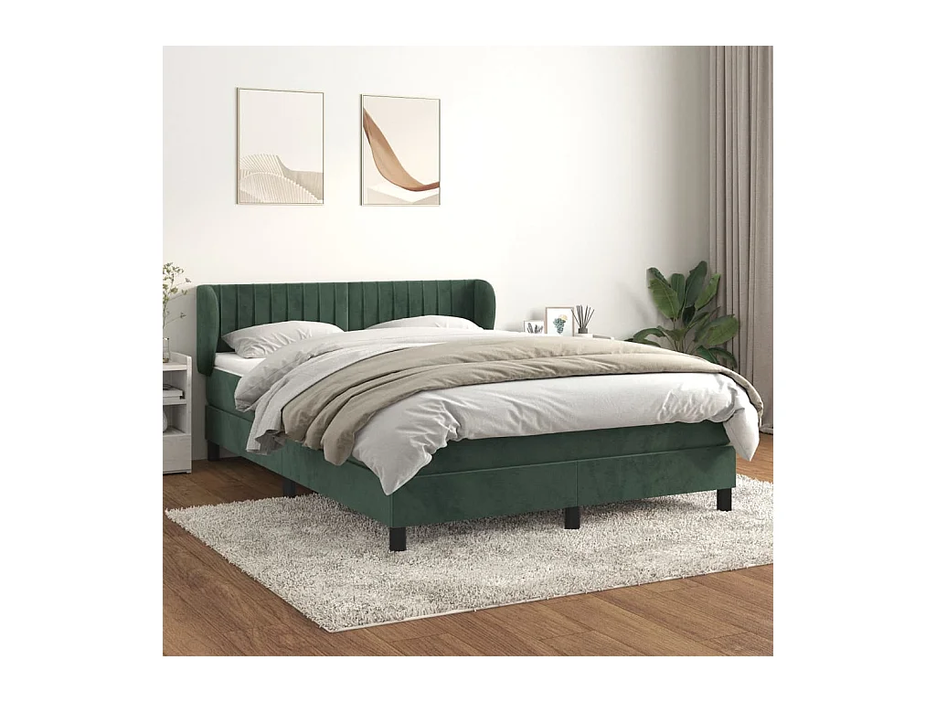 Sommier à lattes de lit et matelas Vert foncé 140x200cm Velours