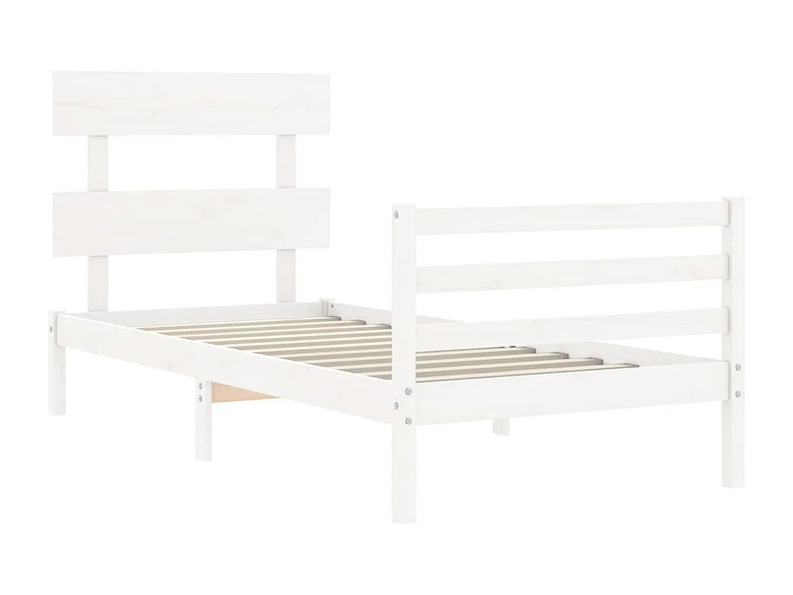 Cadre de lit sans matelas blanc bois massif