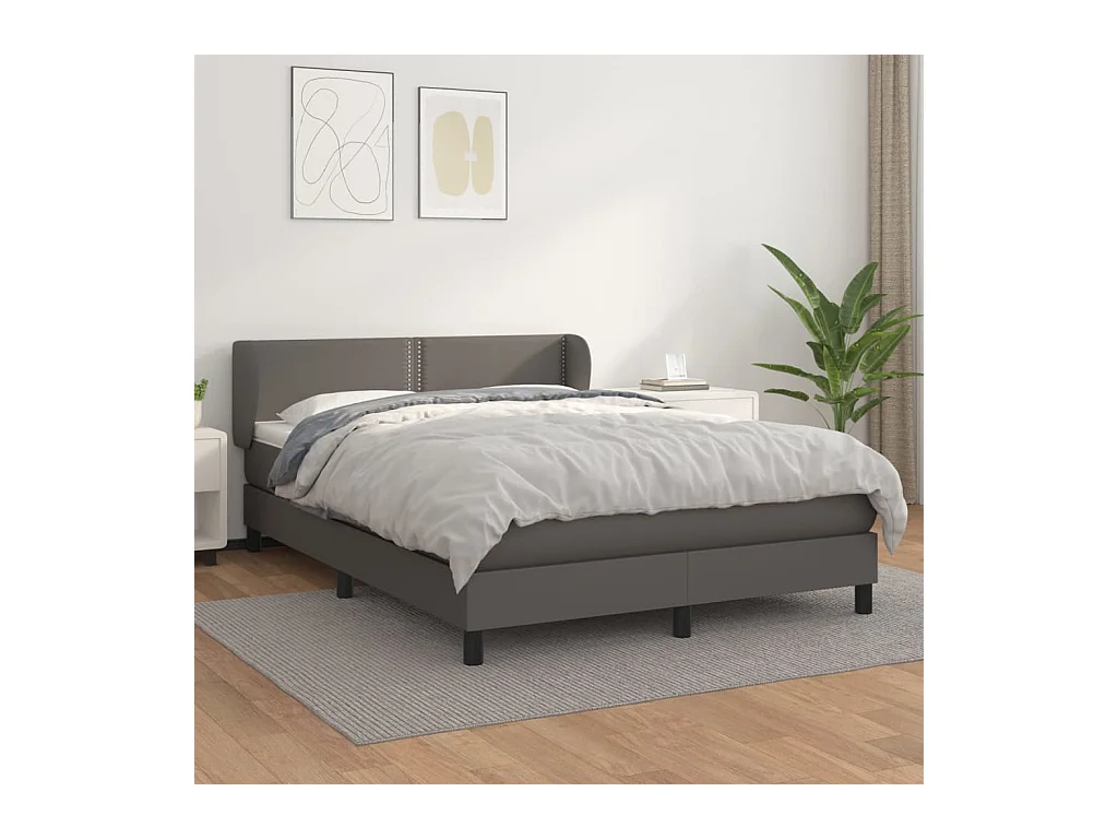 Sommier à lattes de lit avec matelas Gris 140x190 cm Similicuir