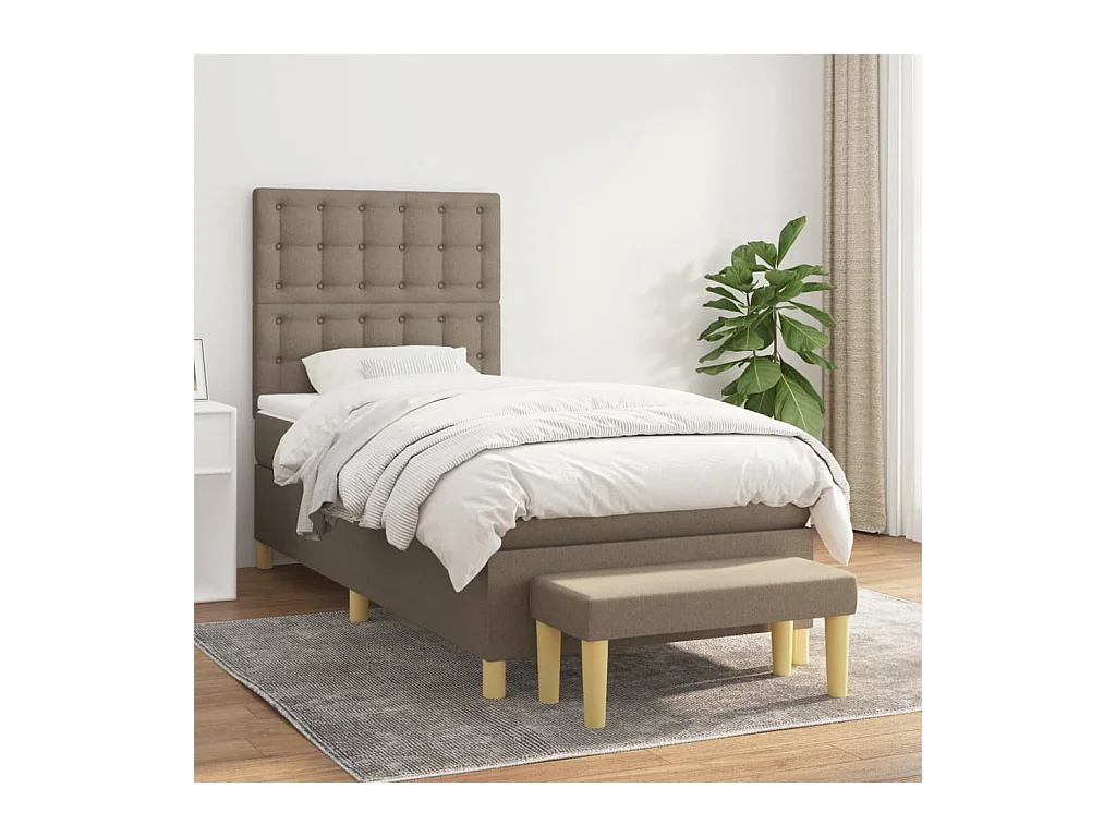 Sommier à lattes de lit avec matelas Taupe 100x200 cm Tissu
