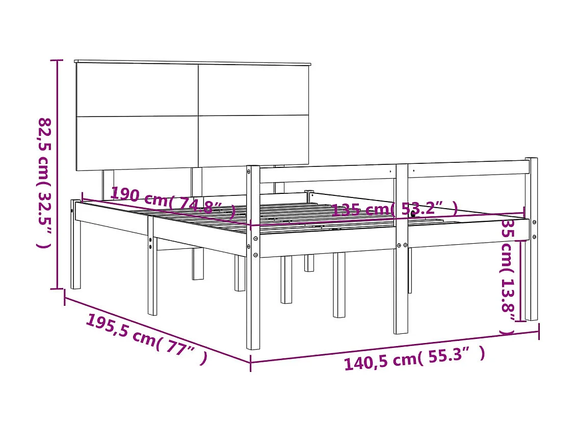 Lit pour personne âgée sans matelas blanc bois massif