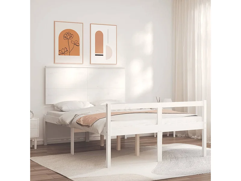 Lit pour personne âgée sans matelas blanc bois massif