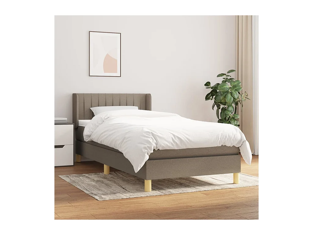 Sommier à lattes de lit avec matelas Taupe 90x190 cm Tissu