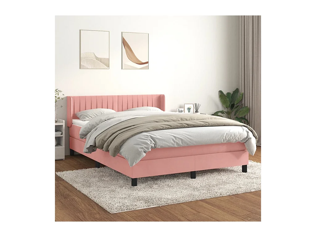 Sommier à lattes de lit avec matelas Rose 140x190 cm Velours