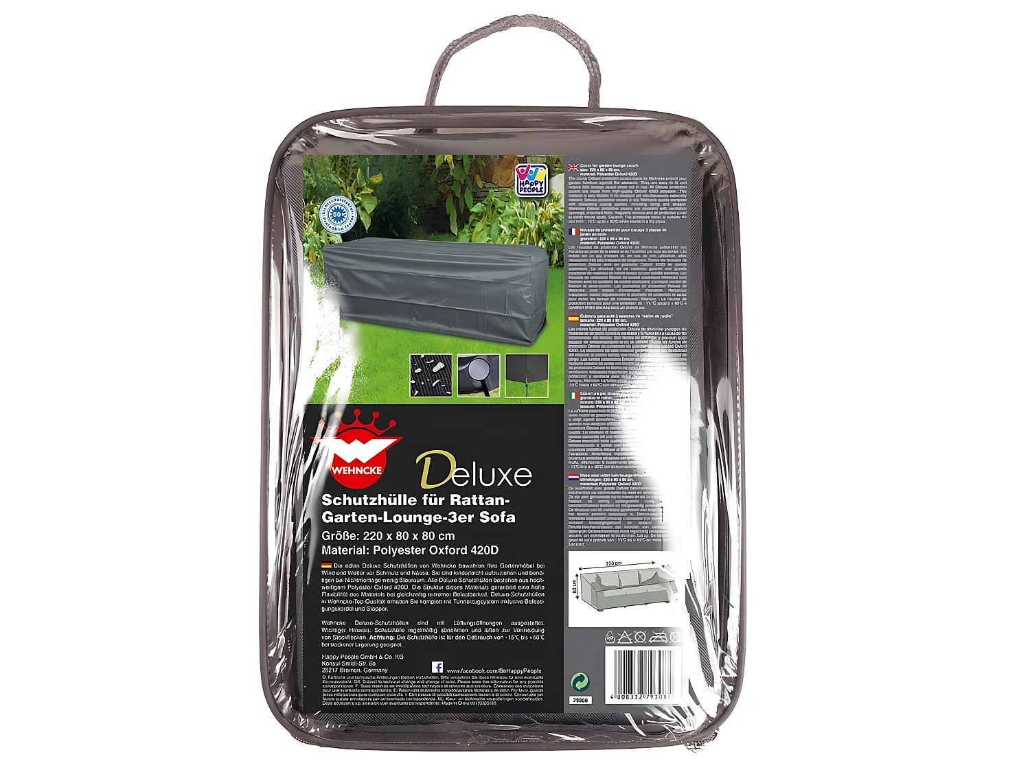 Housse pour salon de jardin Deluxe 220x80x80 cm gris