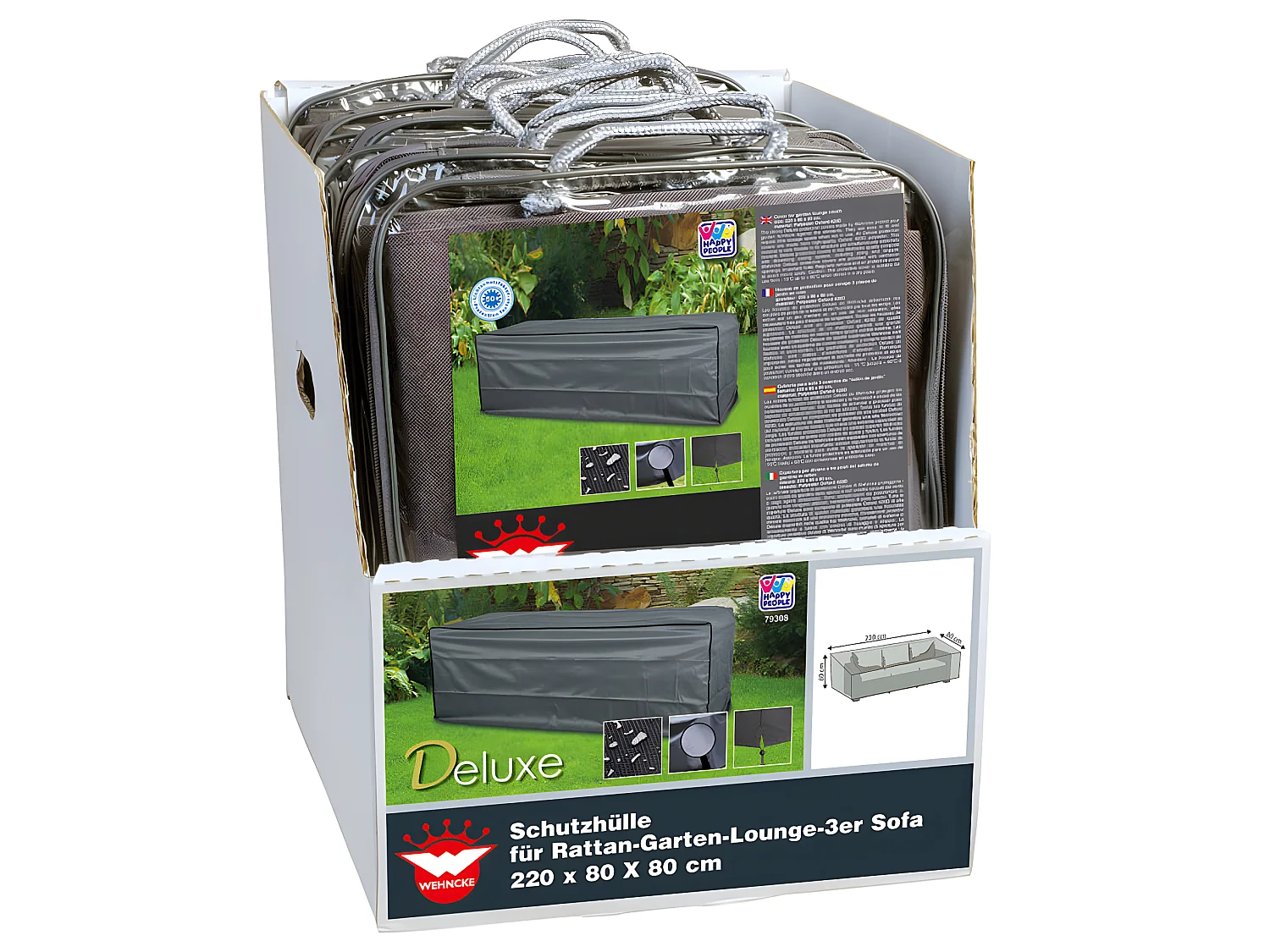 Housse pour salon de jardin Deluxe 220x80x80 cm gris