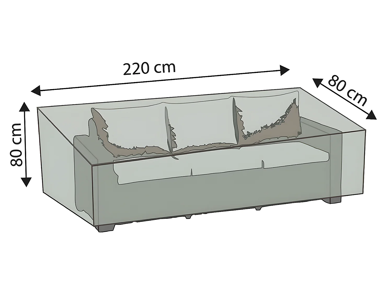 Housse pour salon de jardin Deluxe 220x80x80 cm gris