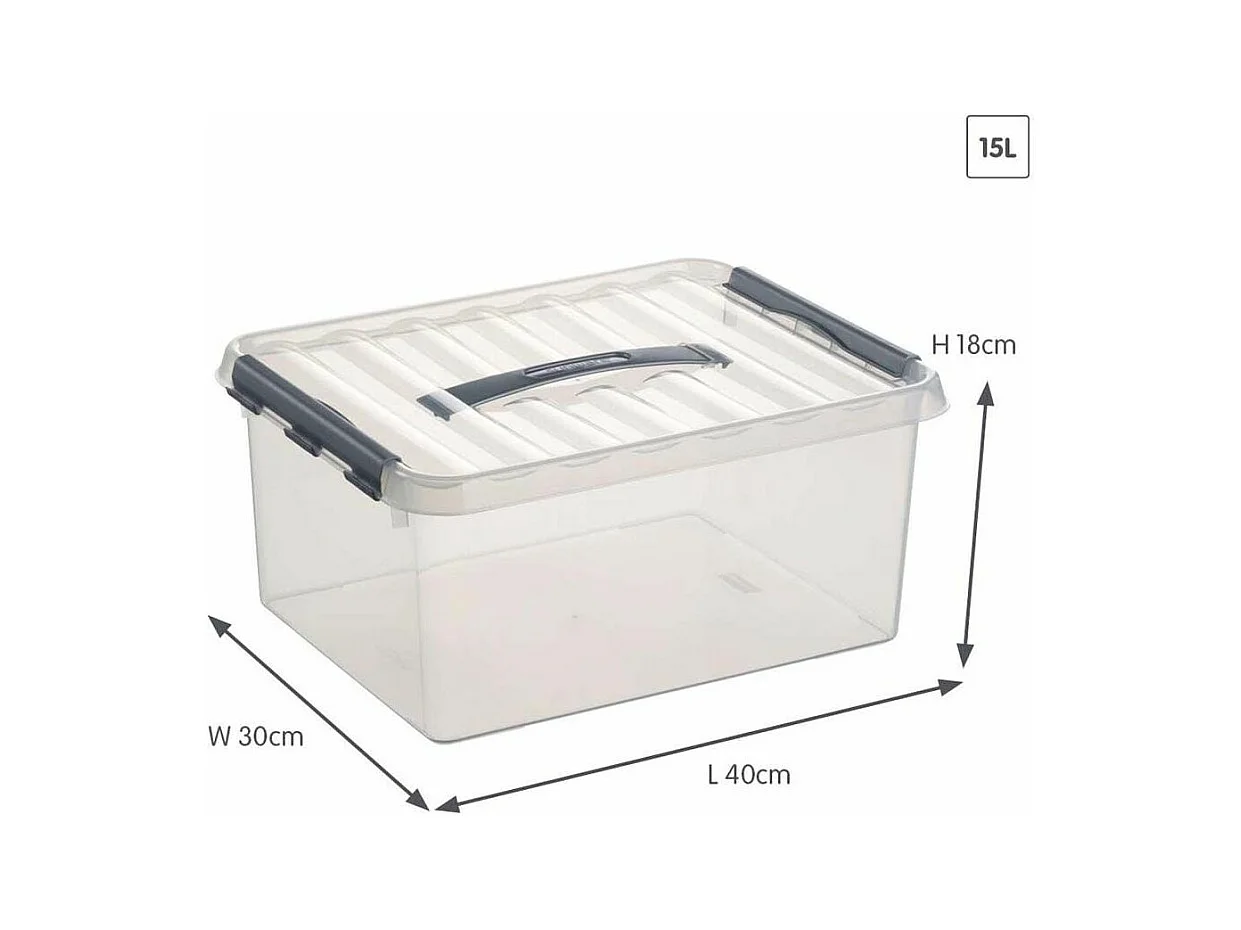 Boîte de rangement en plastique Q-line 15 litres