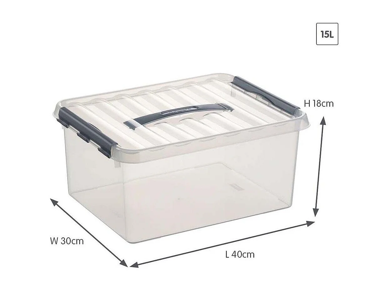 Boîte de rangement en plastique Q-line 15 litres