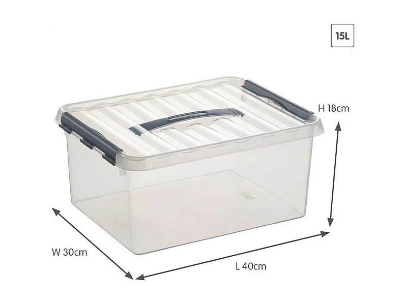 Boîte de rangement en plastique Q-line 15 litres