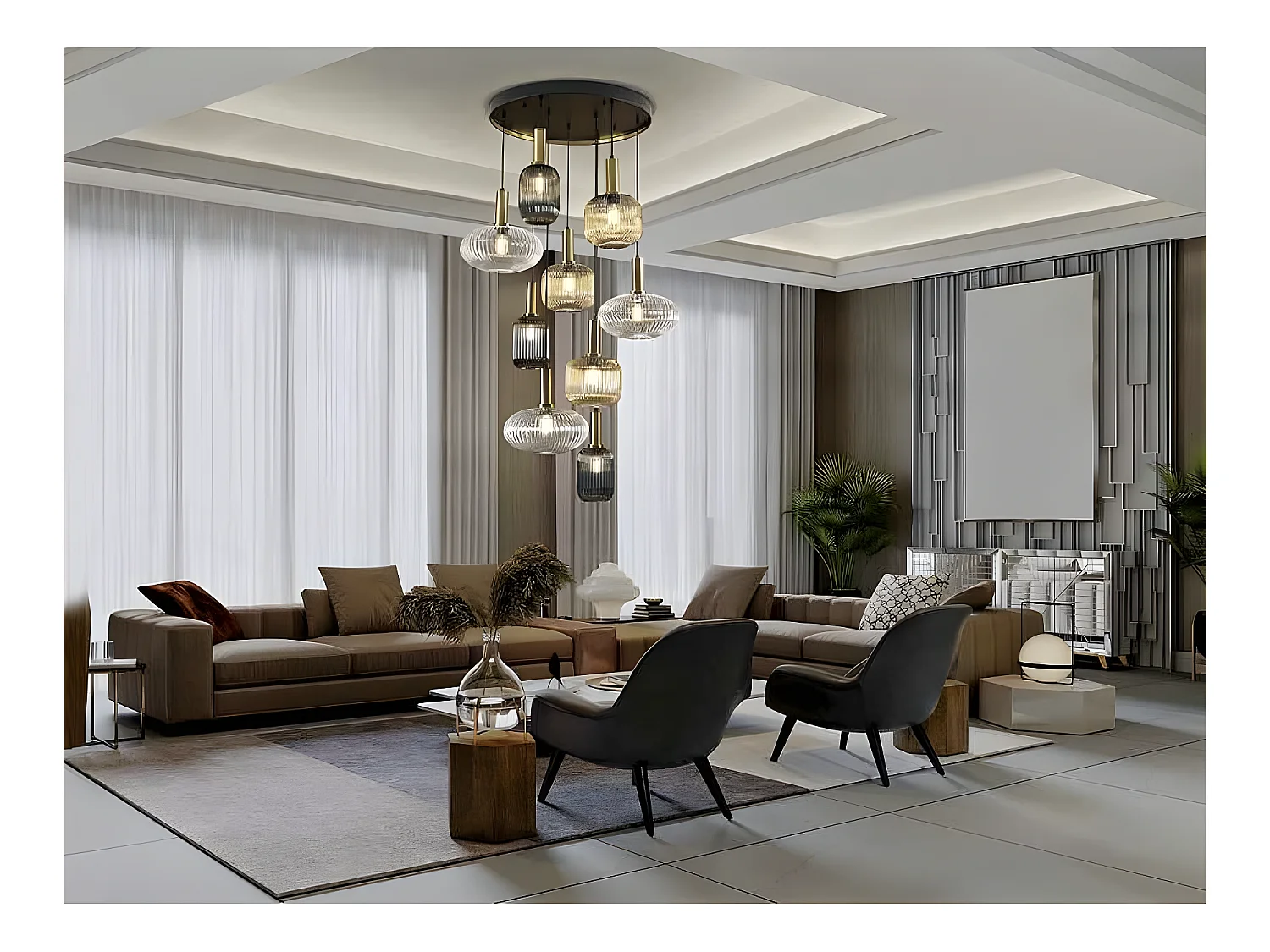 Lampe NORMA de 9 colgantes de cristal SCHULLER