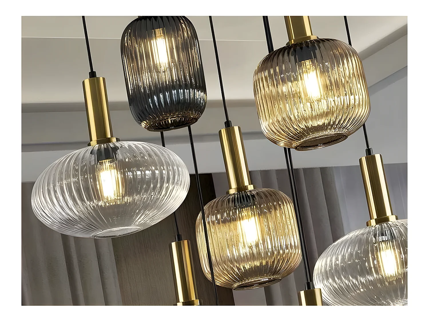 Lampe NORMA de 9 colgantes de cristal SCHULLER