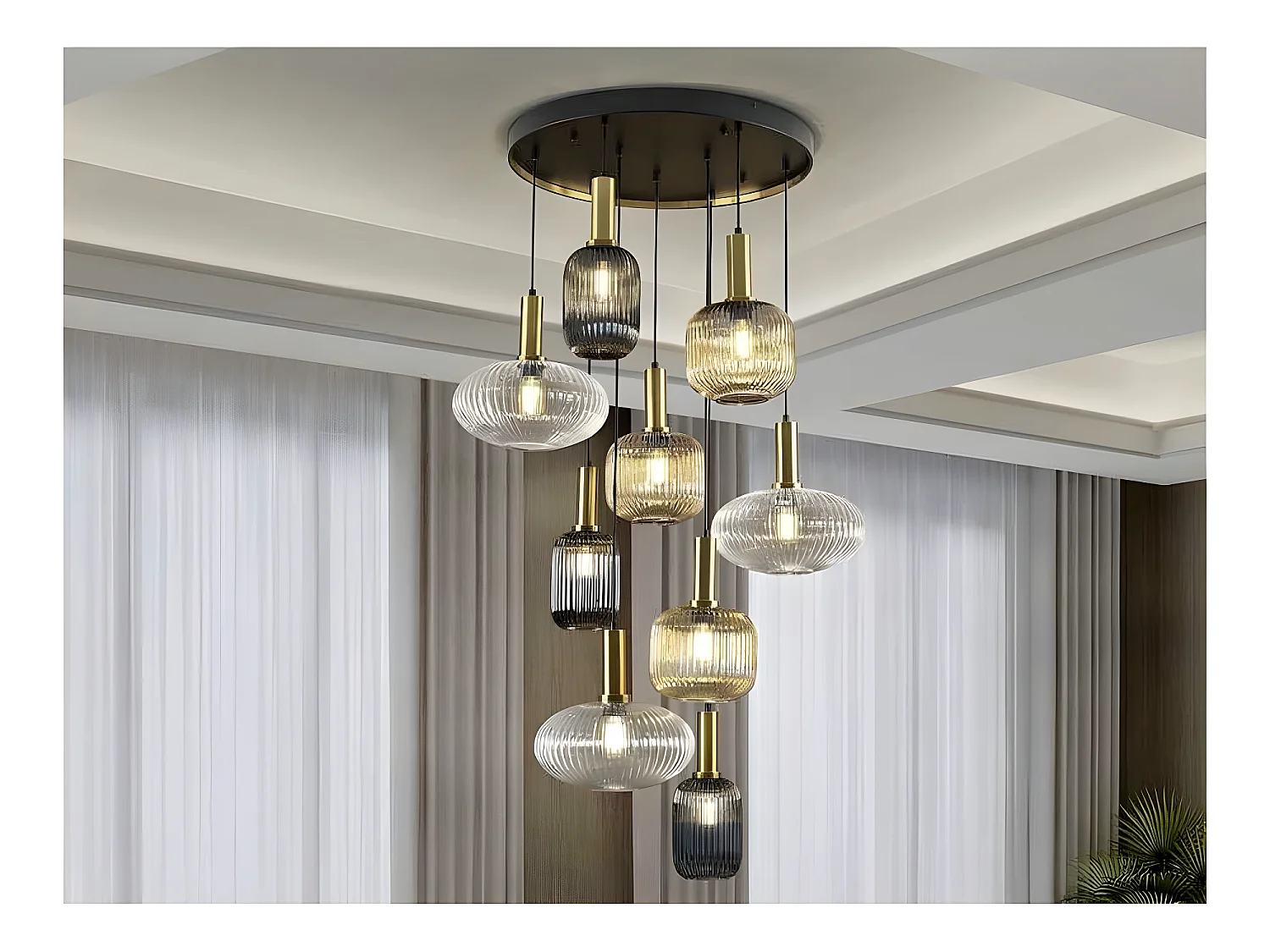 Lampe NORMA de 9 colgantes de cristal SCHULLER