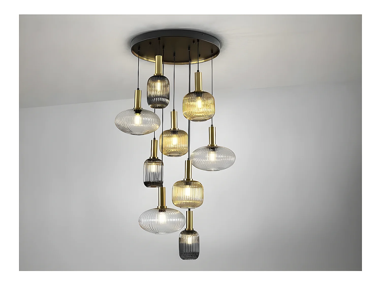 Lampe NORMA de 9 colgantes de cristal SCHULLER