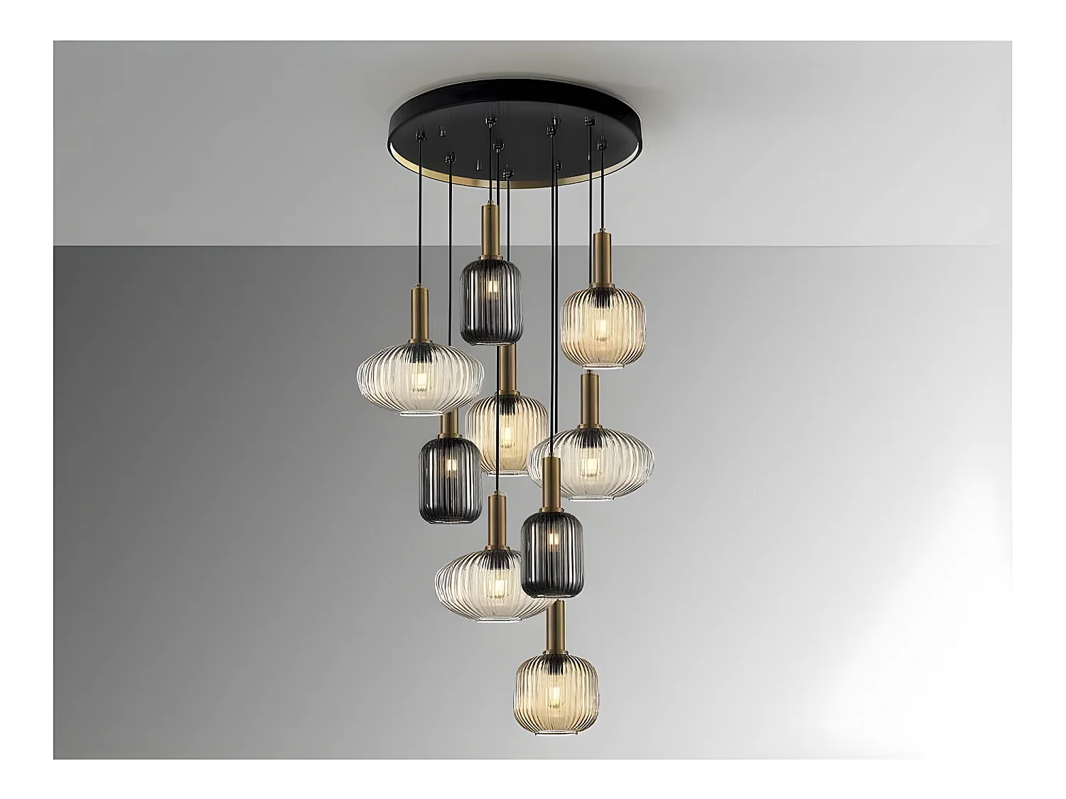 Lampe NORMA de 9 colgantes de cristal SCHULLER