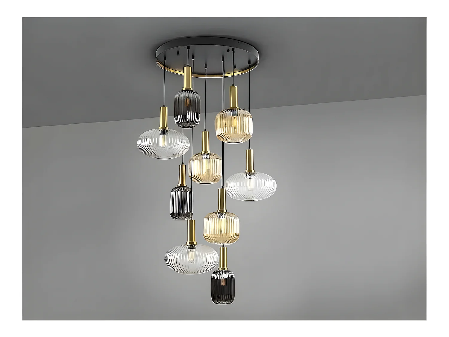 Lampe NORMA de 9 colgantes de cristal SCHULLER
