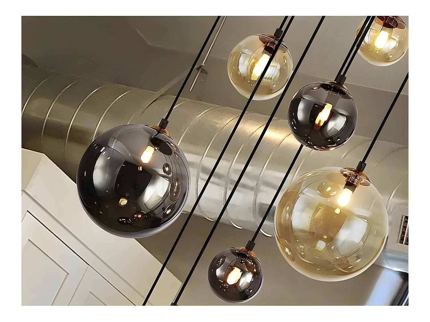 Lampara Circular De 9 Luces Modelo Dark Negra De Schuller