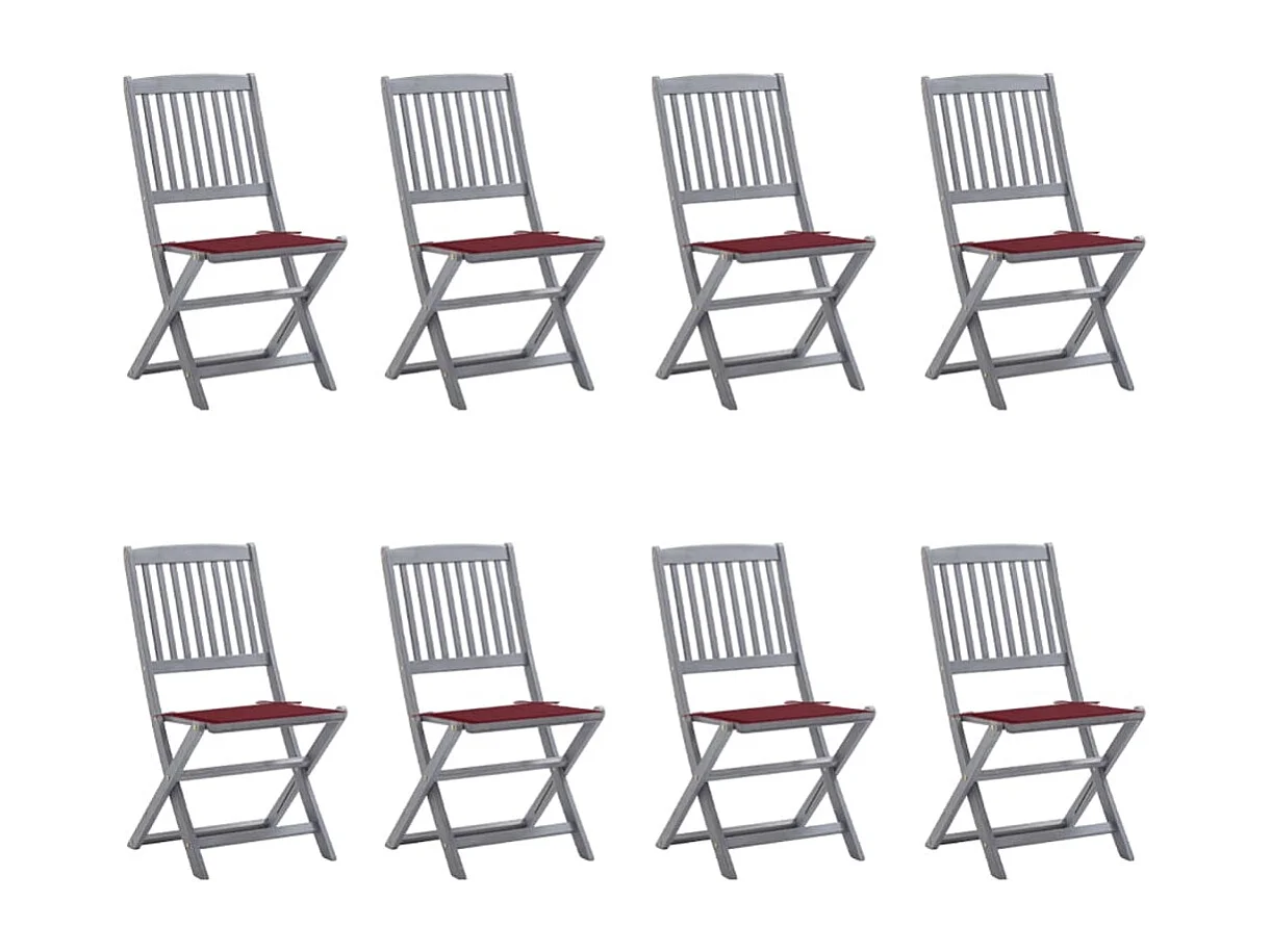 Sedie da Giardino Pieghevoli 8 pz con Cuscini Massello Acacia