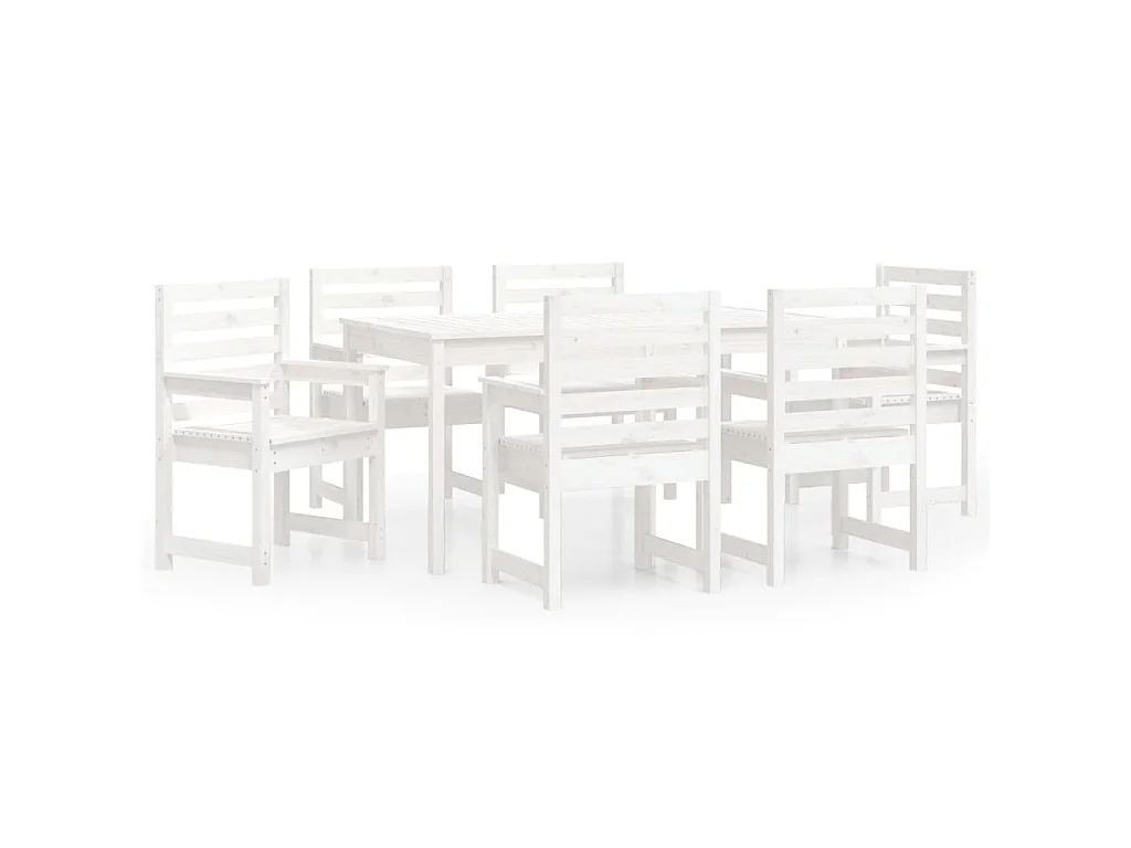 7-delige Tuinset massief grenenhout wit