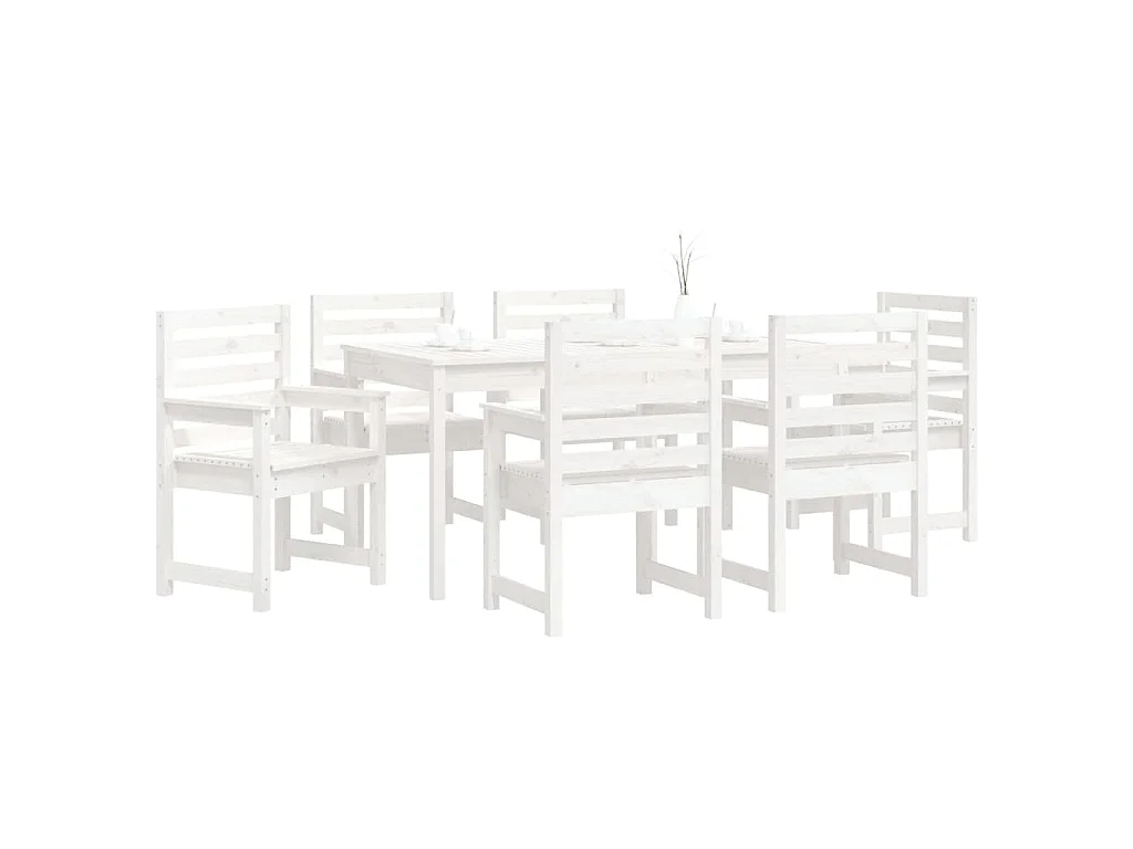 7-delige Tuinset massief grenenhout wit