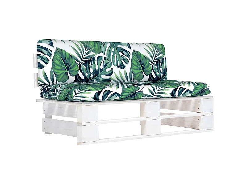 Sofá central de palets de jardín madera pino impregnada blanca