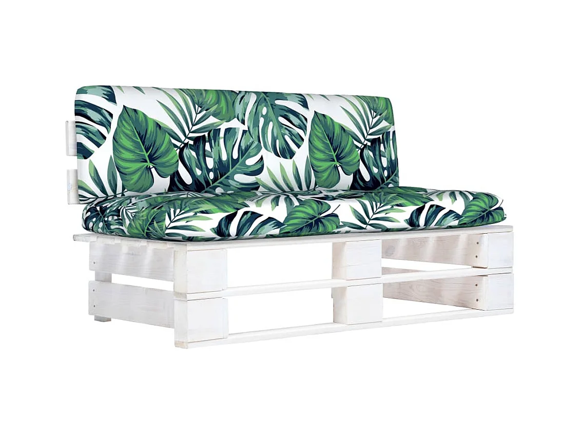 Canapé central palette de jardin Blanc Bois de pin imprégné