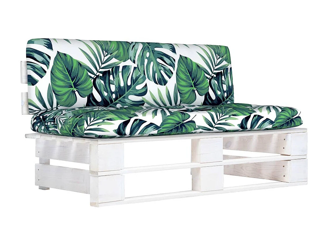 Sofá de centro em paletes p/ jardim pinho impregnado a branco