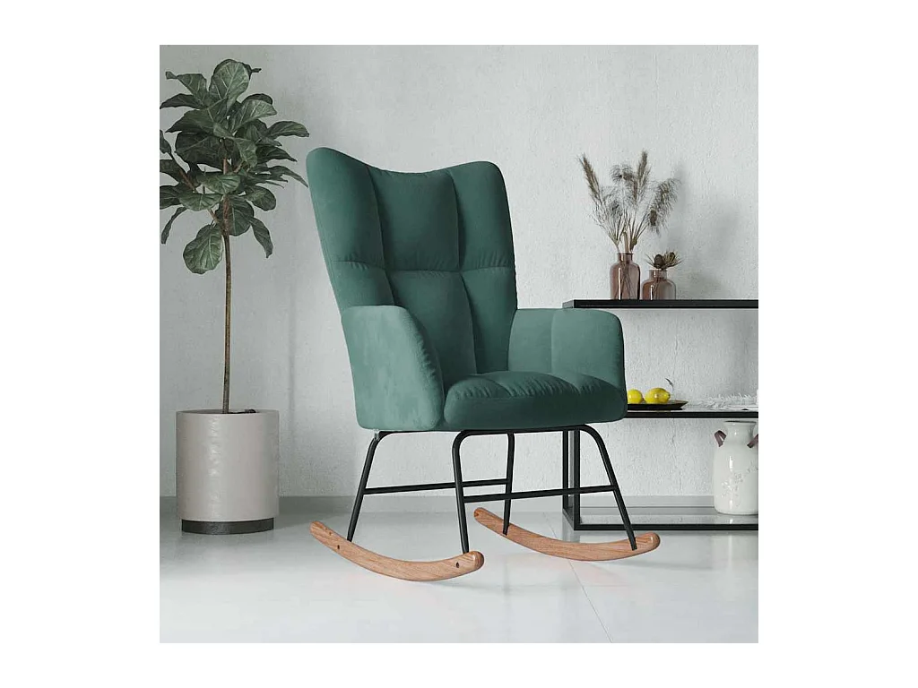 Chaise à bascule Vert foncé Velours