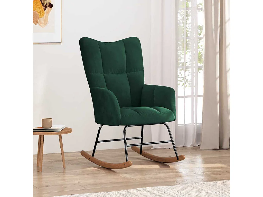 Chaise à bascule Vert foncé Velours