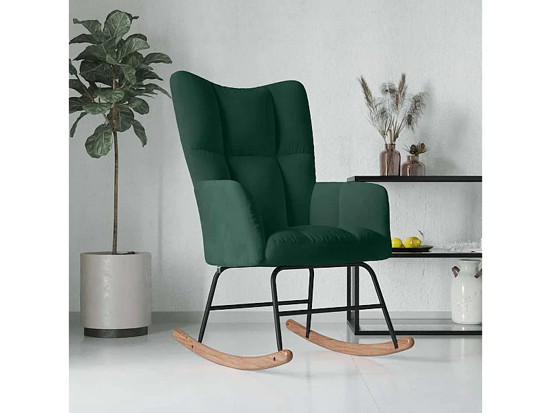 Chaise à bascule Vert foncé Velours