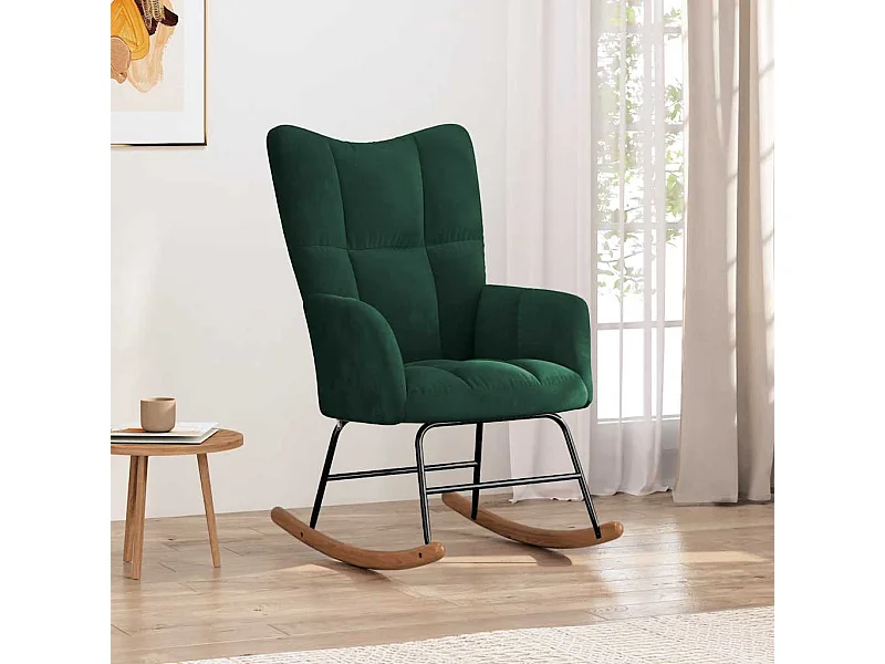 Chaise à bascule Vert foncé Velours