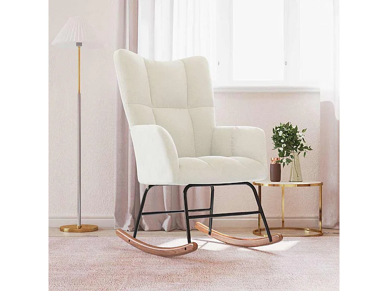 Chaise à bascule Blanc crème Velours