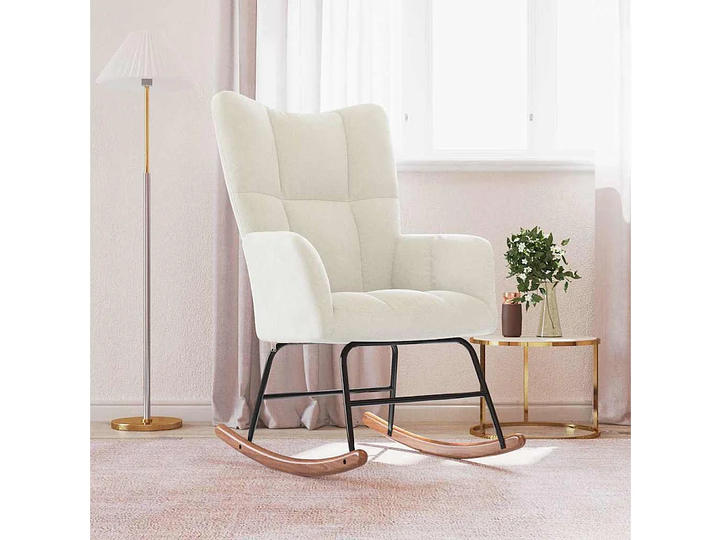 Chaise à bascule Blanc crème Velours